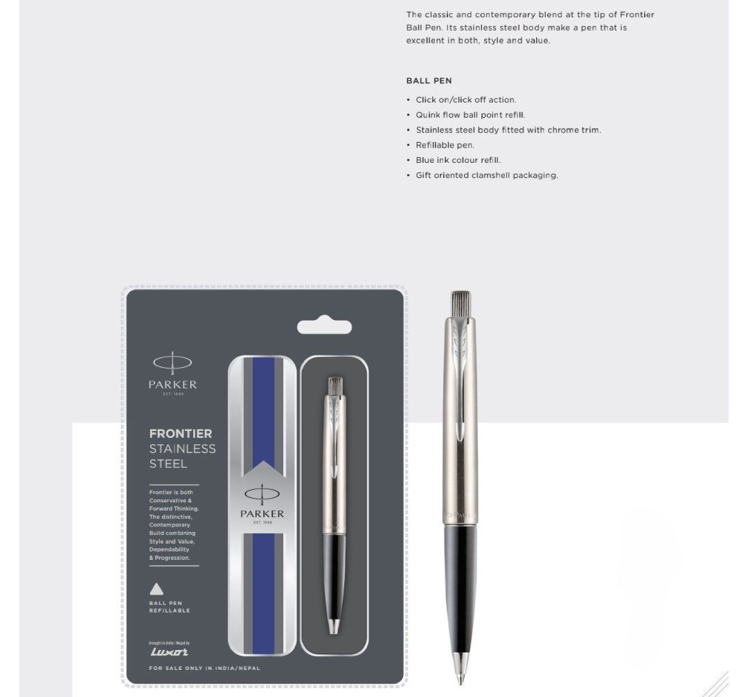 Parker Frontier Stainless Steel Ball Pen – Chrome Trim